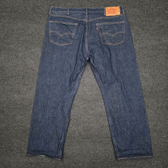 Levis 501 Mens 42x30 Blue Original Fit Straight Leg Button Fly Jeans Dark Wash - Picture 3 of 8